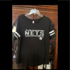 Brooklyn Nets NBA Branded Women's Square NBA T-Shirt Jersey - Black/Gray LARGE